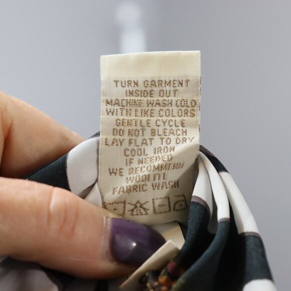 Jonathan Martin Ruffle Front Dress Women’s Size 14 Black Pink Geometric Print - Picture 8 of 8